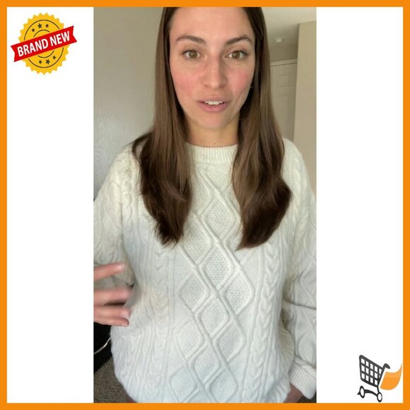 Oversized Cable Knit Sweater Women's Heavy Pullover Long Sleeve - Picture 7 of 8